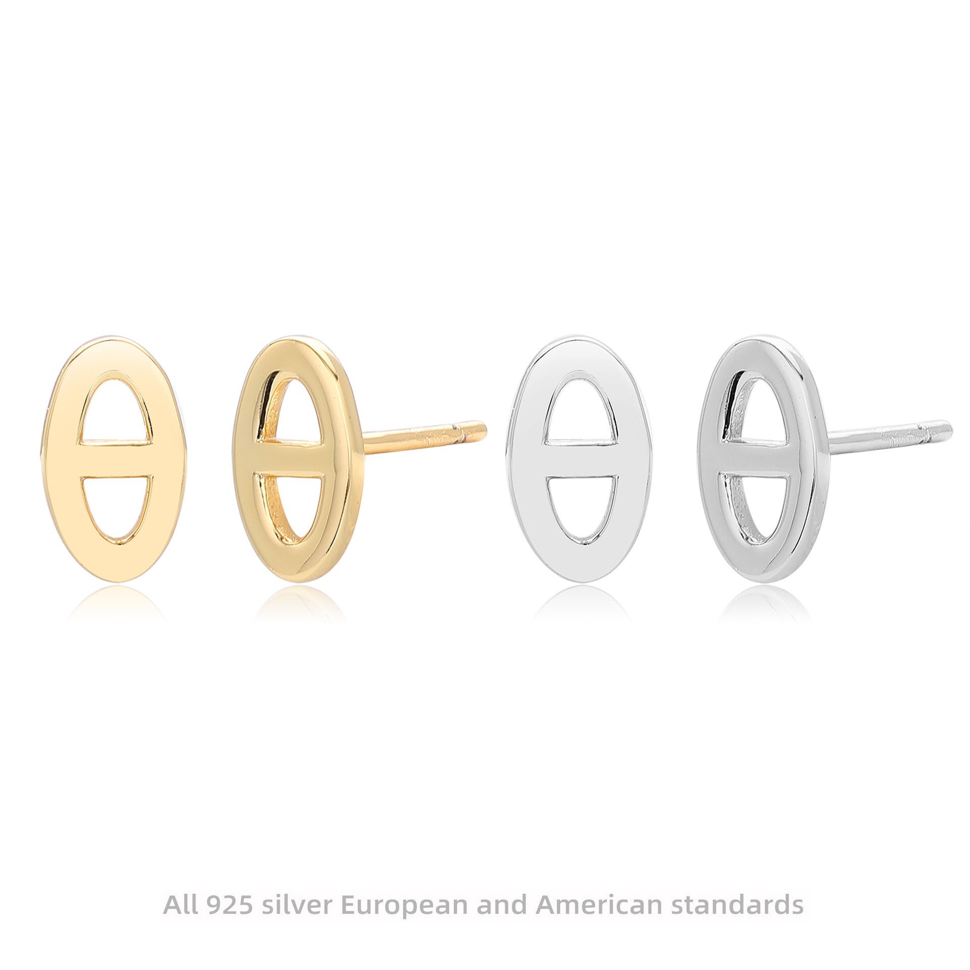 Damen Ohrstecker mit modernem ovalem Design aus 925 Sterling Silber Shop Nory
