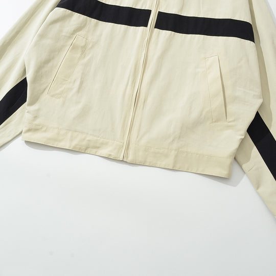 Damen Oversize Trackjacke mit Stehkragen, durchgehendem Reißverschluss und Kontraststreifen Shop Nory