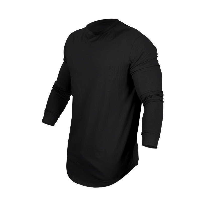 Herren Langarmshirt mit verlängertem Rundsaum und schmalem Schnitt aus elastischem Funktionsjersey Shop Nory