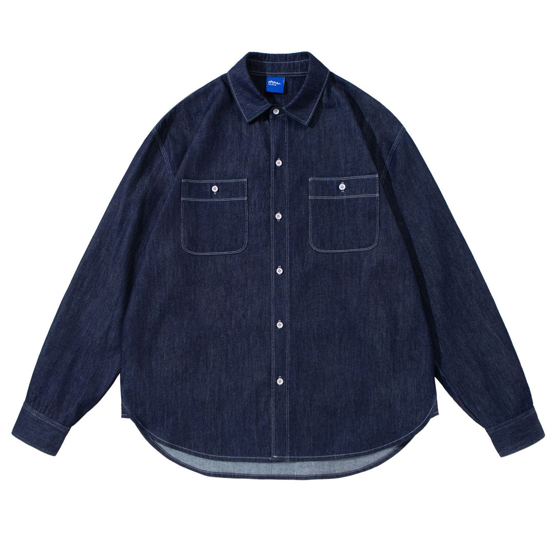 Unisex Oversize-Denim-Hemdjacke mit aufgesetzten Brusttaschen Shop Nory