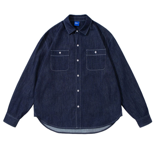 Unisex Oversize-Denim-Hemdjacke mit aufgesetzten Brusttaschen Shop Nory