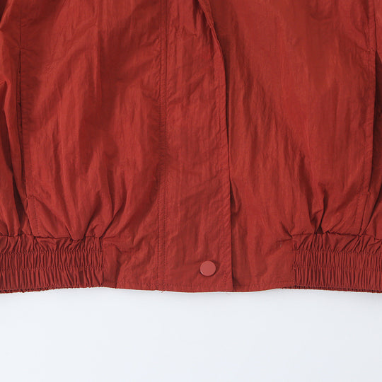 Damen Leichte Cropped Bomberjacke mit Stehkragen, elastischem Saum und Druckknopfleiste Shop Nory