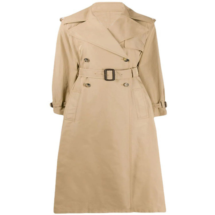 Damen Midilanger Trenchcoat im A‑Linien‑Schnitt mit Taillengürtel und Epauletten Shop Nory