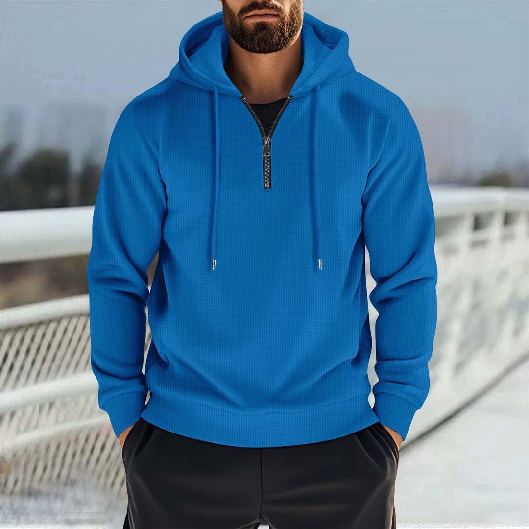Herren nan Kapuzenpullover mit halbem Reißverschluss und feiner Waffelstruktur Shop Nory