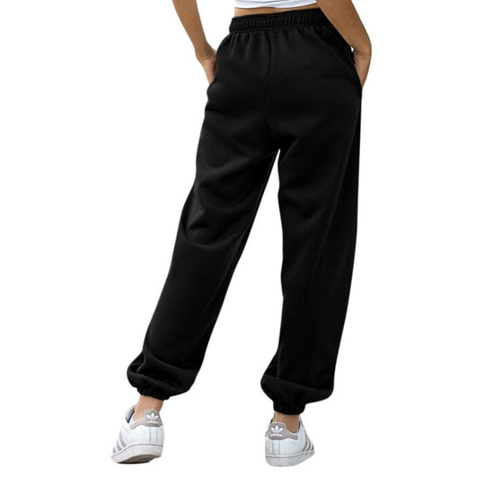 Damen nan weite High‑Waist Sweatpant mit elastischem Komfortbund, seitlichen Eingrifftaschen und gerafften Knöchelbündchen Shop Nory