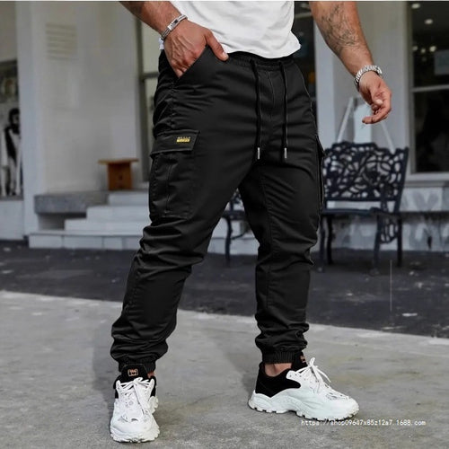 Herren Tapered Utility-Cargohose mit Tunnelzugbund, elastischen Bündchen und Mehrfachtaschen Shop Nory