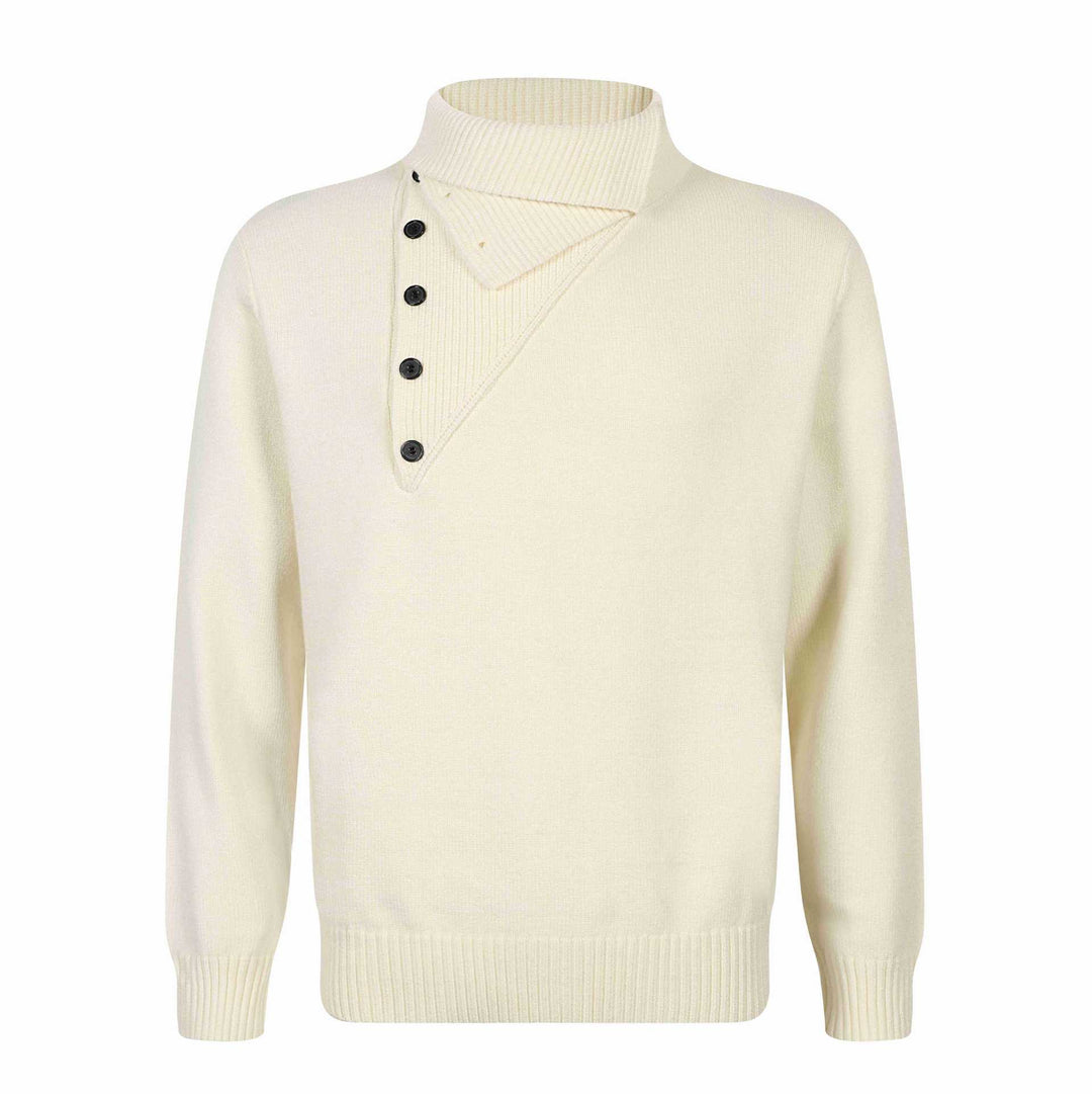 Herren Strickpullover mit asymmetrischer Knopfleiste und hohem Stehkragen Shop Nory