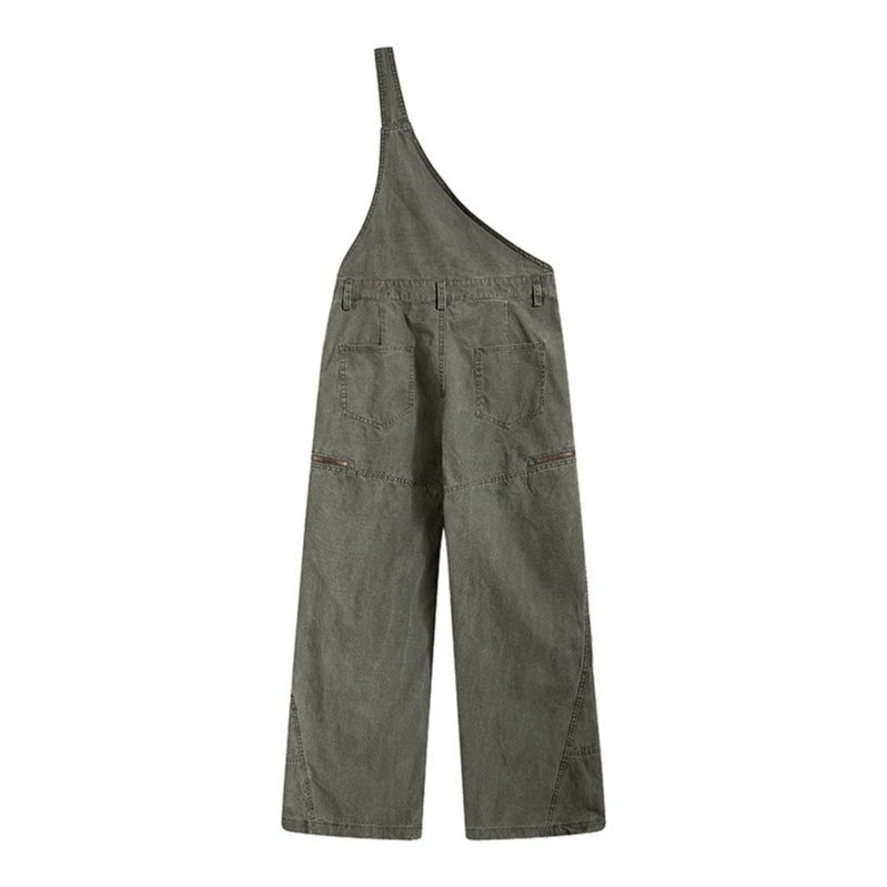 Damen Weite Latzhose mit asymmetrischem Träger und Multi-Taschen Shop Nory