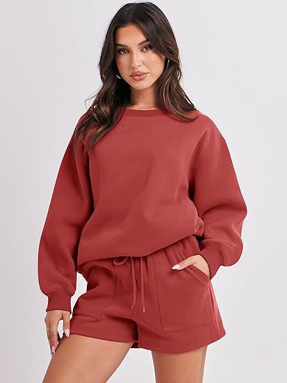 Damen Lässiges Sweatset mit Oversize‑Sweatshirt und hochgeschnittenen Shorts Shop Nory