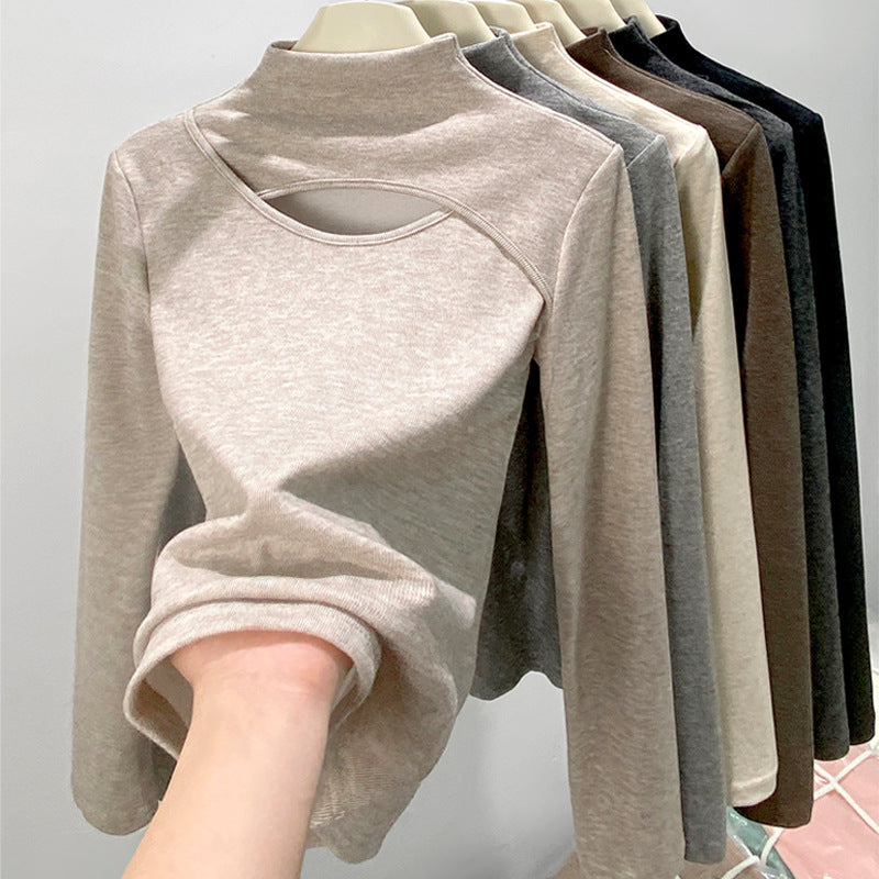 Damen Elegantes Langarmshirt mit Ausschnitt Shop Nory