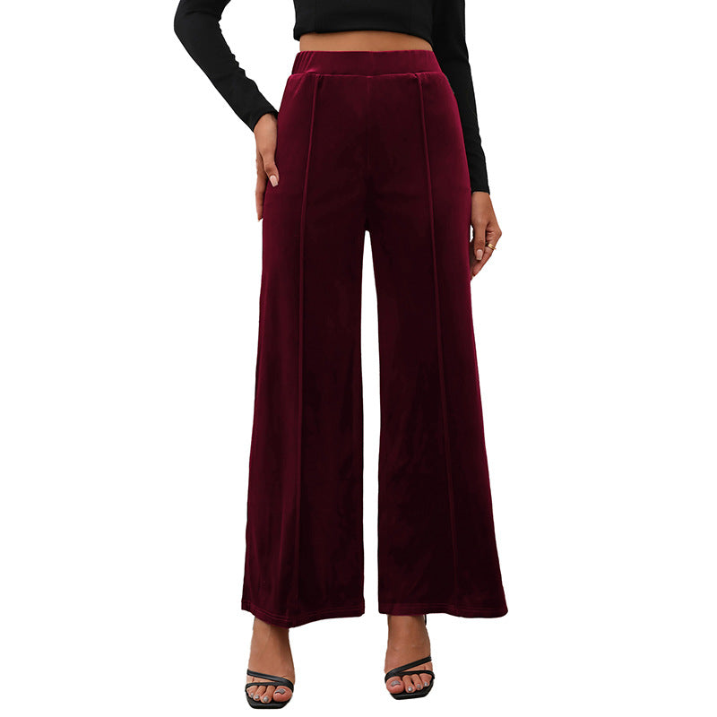 Damen Samt-Palazzohose mit hoher Taille und weitem Bein Shop Nory