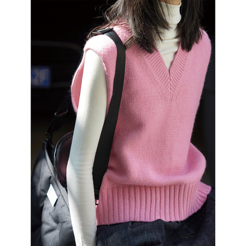 Damen Ärmellose Feinstrickweste mit V‑Ausschnitt und Rippbund Shop Nory