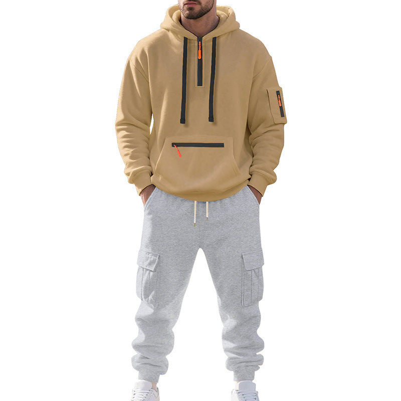 Herren Zweiteiliger Performance-Jogginganzug mit Kapuzen-Hoodie, wasserabweisenden Reißverschlüssen und Cargo-Jogger Shop Nory