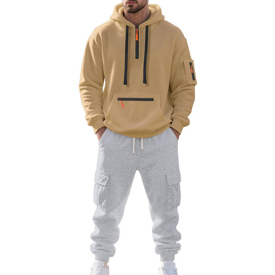 Herren Zweiteiliger Performance-Jogginganzug mit Kapuzen-Hoodie, wasserabweisenden Reißverschlüssen und Cargo-Jogger Shop Nory