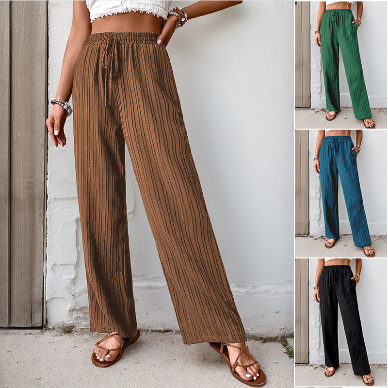 Damen Weite Sommerhose aus leichtem Crinkle‑Stoff mit elastischem Bund und Tunnelzug Shop Nory