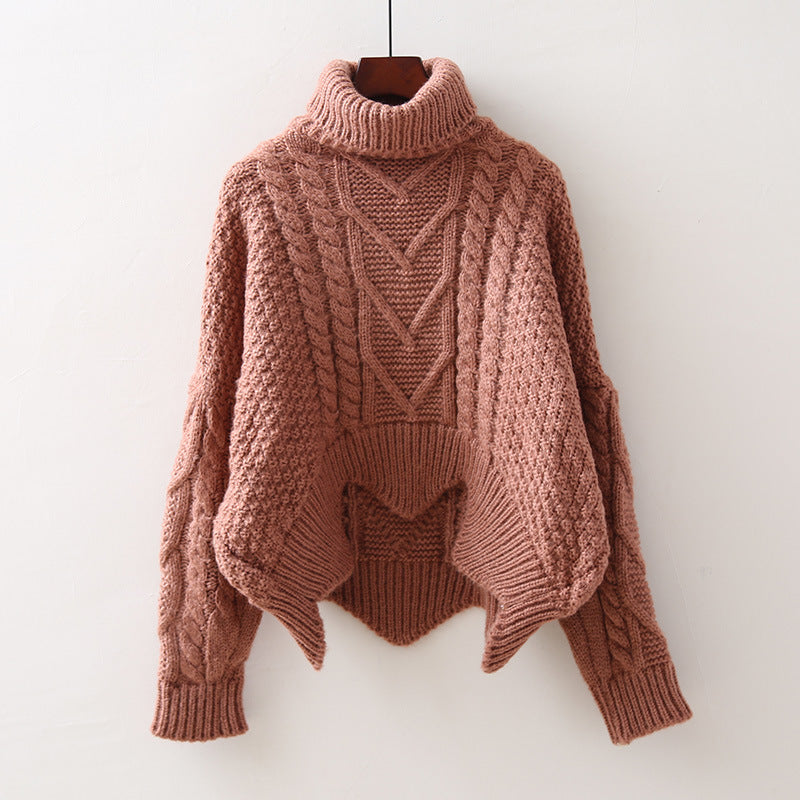 Damen Strukturiertes Cropped Zopfmuster-Chunky-Pullover mit hohem Rollkragen Shop Nory