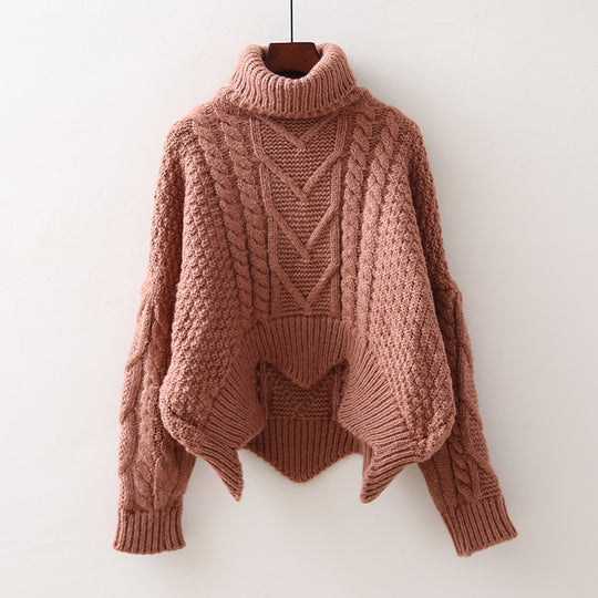 Damen Strukturiertes Cropped Zopfmuster-Chunky-Pullover mit hohem Rollkragen Shop Nory