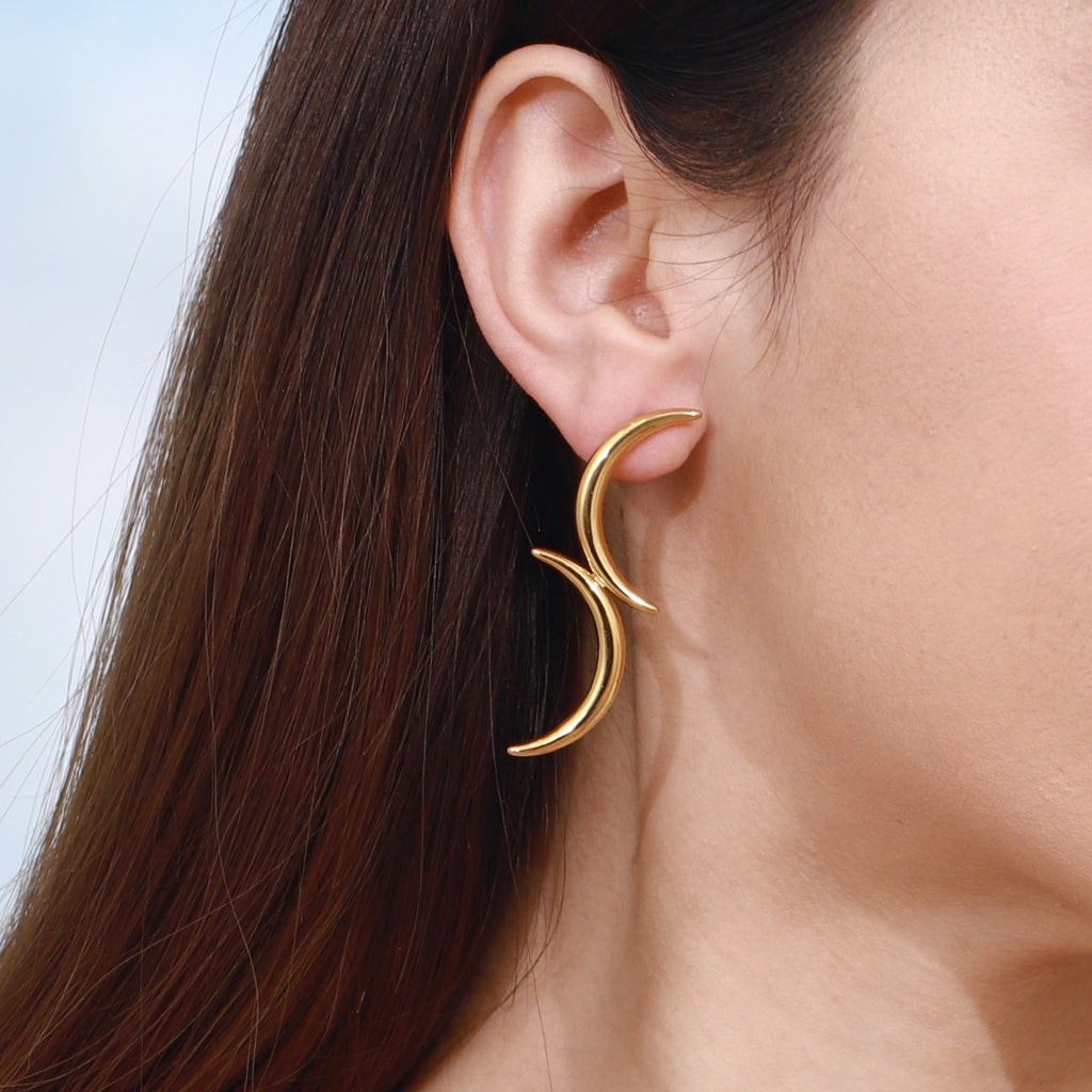 Damen Ohrhänger mit elegantem Monddesign aus hypoallergenem Edelstahl Shop Nory