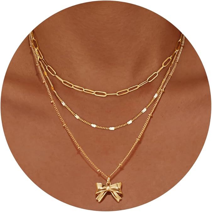 Damen mehrlagige Halskette mit modernem Kreuzanhänger und funkelnden Zirkonia Shop Nory