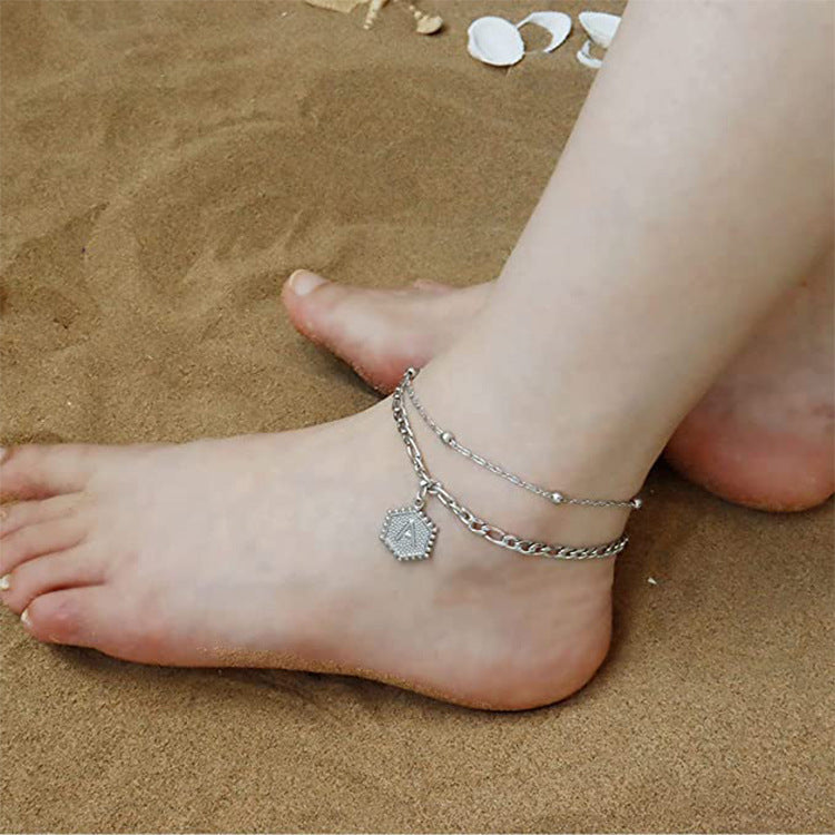 Damen Fußkettchen mit elegantem Gliederdesign und funkelnden Anhängern Shop Nory