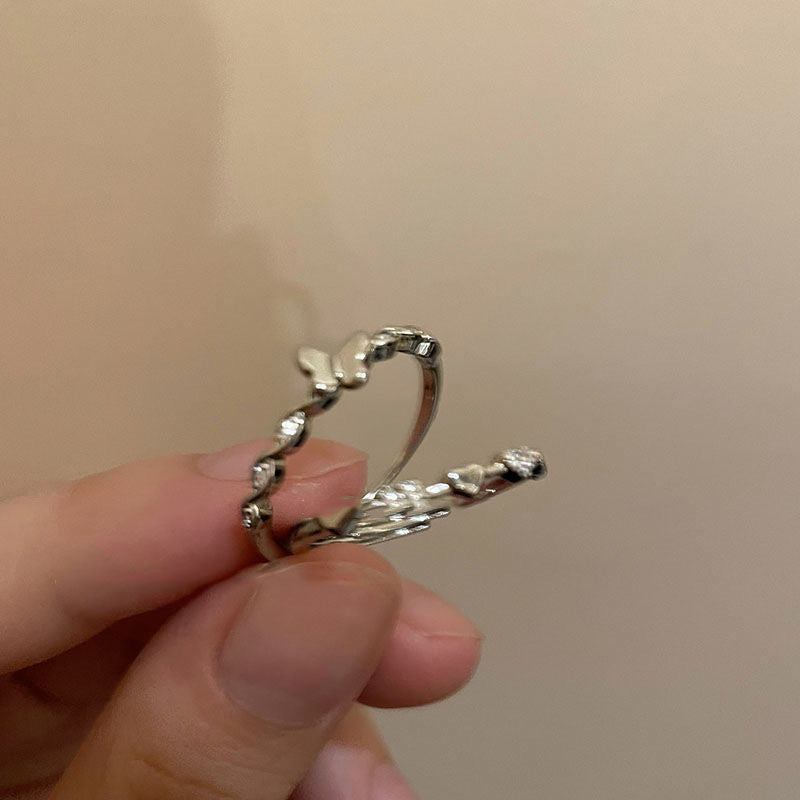 Damen Ring-Set mit herzförmigem Design und funkelnden Akzenten Shop Nory