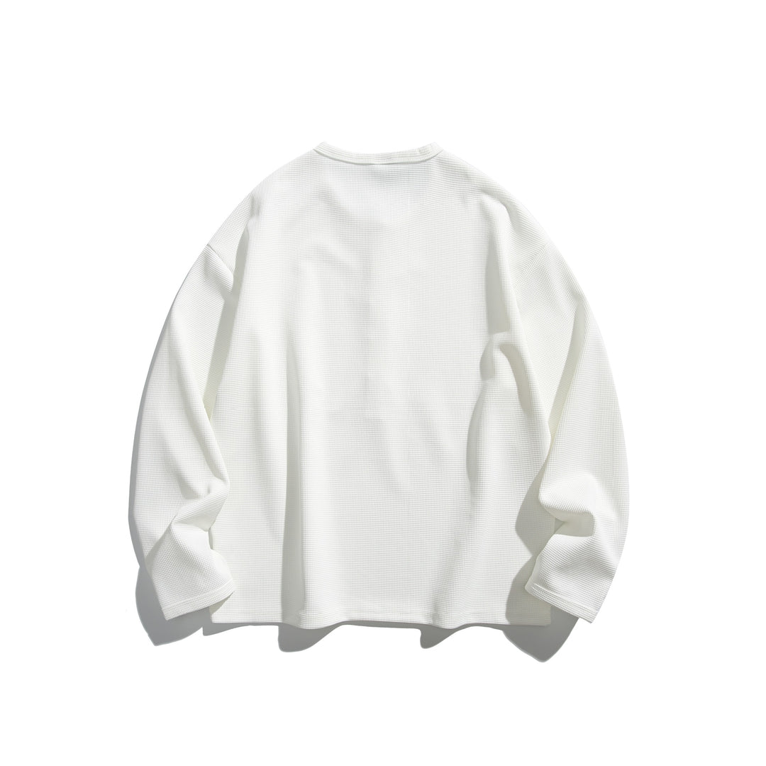 Unisex Waffelstrick-Henleyshirt mit Knopfleiste und Rundhalsausschnitt Shop Nory