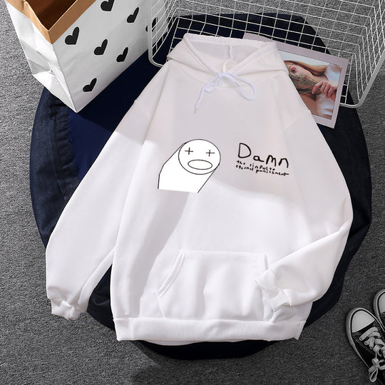 Damen nan Kapuzenpullover mit minimalistischer Grafik, lockerer Oversize-Passform und Kängurutasche Shop Nory