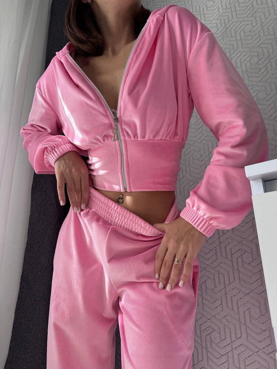 Damen Taillierte Cropped-Kapuzenjacke mit figurformendem Schlauchbund Shop Nory