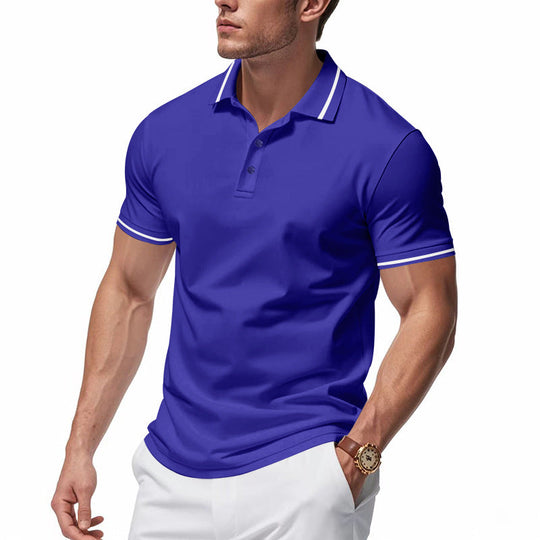 Herren nan atmungsaktives Interlock-Poloshirt mit Kontrast-Tipping, kurzer Knopfleiste und schmaler Silhouette