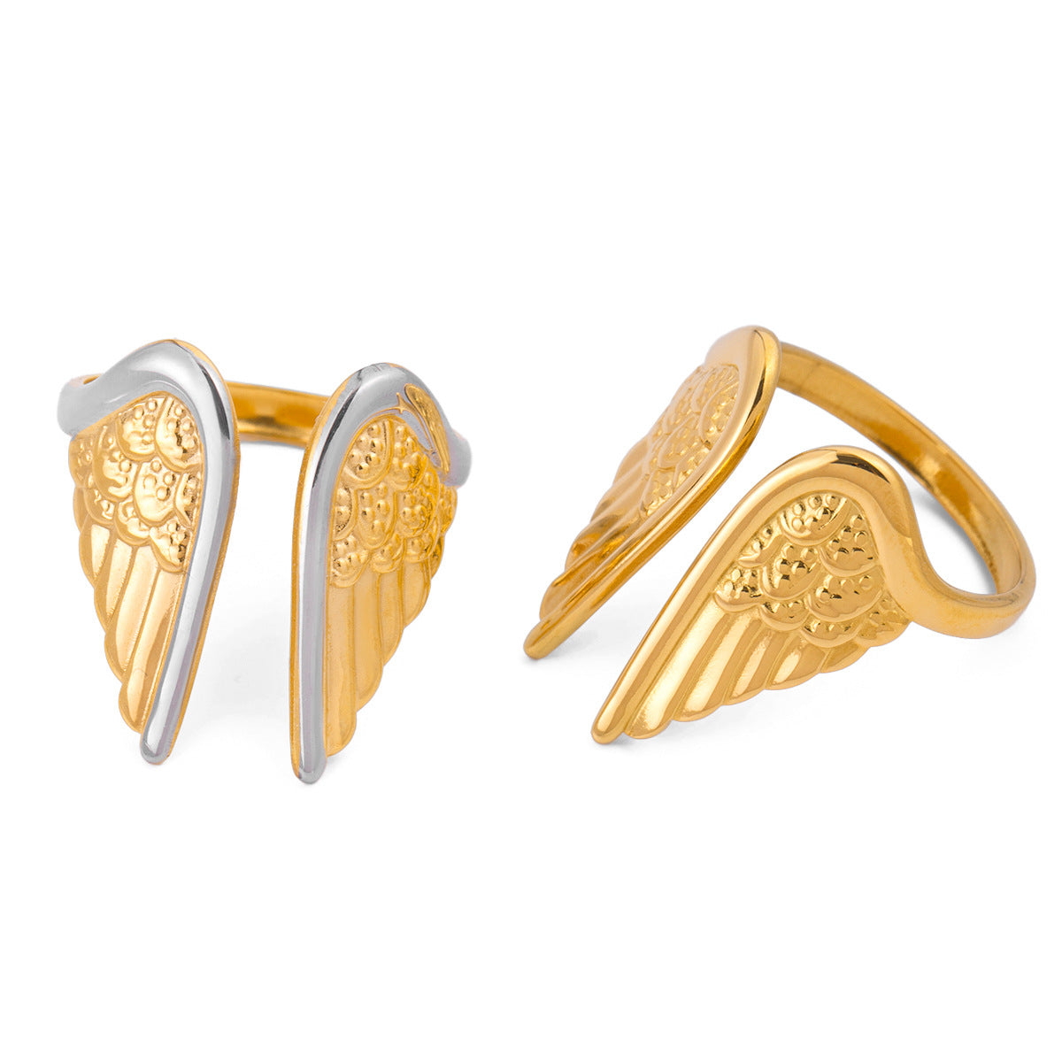 Damen Offener Ring mit Engelsflügel-Design aus hypoallergenem Edelstahl Shop Nory