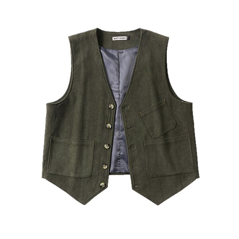 Herren Cordweste ohne Revers mit aufgesetzten Taschen und Futter Shop Nory