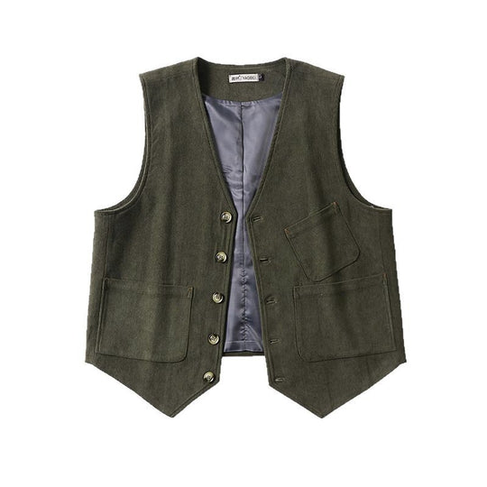 Herren Cordweste ohne Revers mit aufgesetzten Taschen und Futter Shop Nory