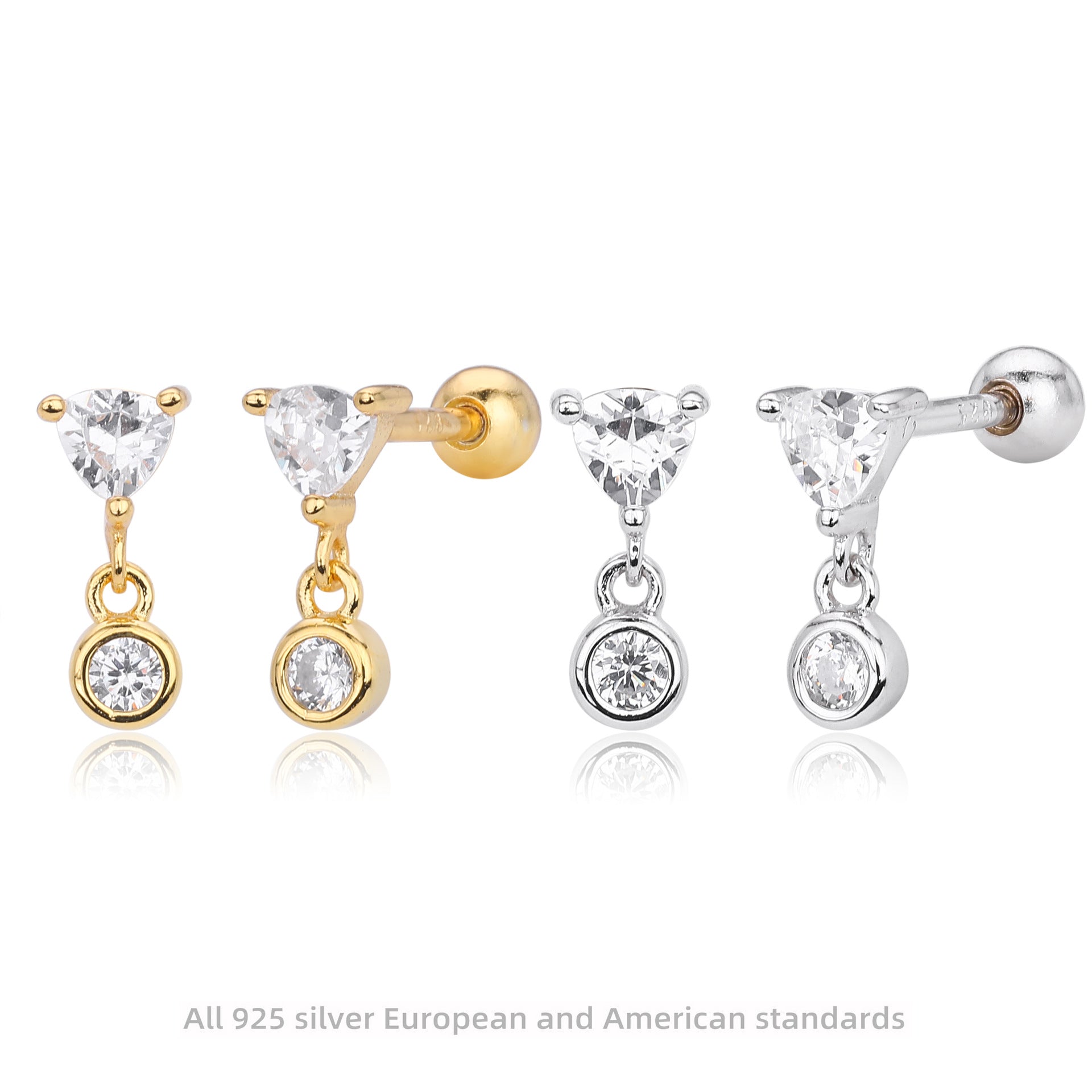 Damen Ohrstecker mit funkelndem Zirkonanhänger und eleganter 925er Sterlingsilber-Fassung Shop Nory