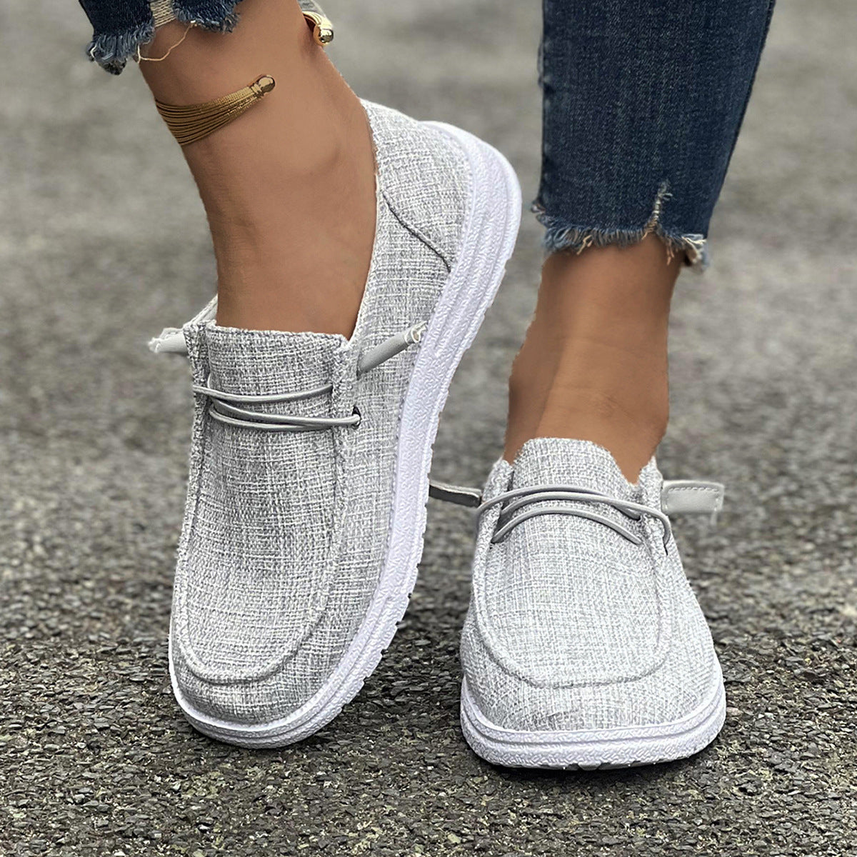 Damen Slip-On Sneakers mit elastischem Riemen
