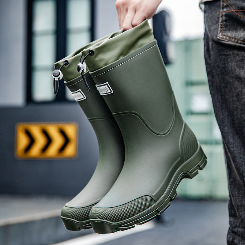 Herren wasserdichte Arbeits- und Regen-Gummistiefel mit verstellbarem Kordelabschluss und rutschfester Profilsohle Shop Nory