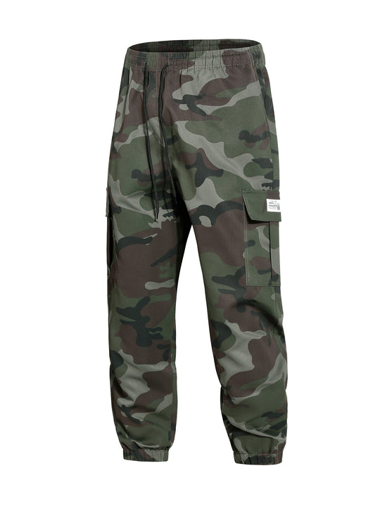 Herren Cargohose im Joggerstil mit Camouflage, Tunnelzugbund & elastischen Knöchelbündchen Shop Nory