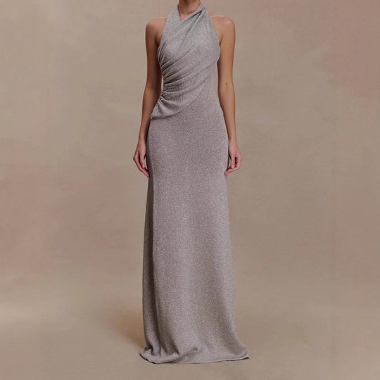 Damen Elegantes Maxikleid mit schimmerndem Stoff und raffiniertem Wickeldetail Shopnory