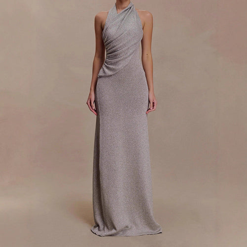 Damen Elegantes Maxikleid mit schimmerndem Stoff und raffiniertem Wickeldetail Shopnory