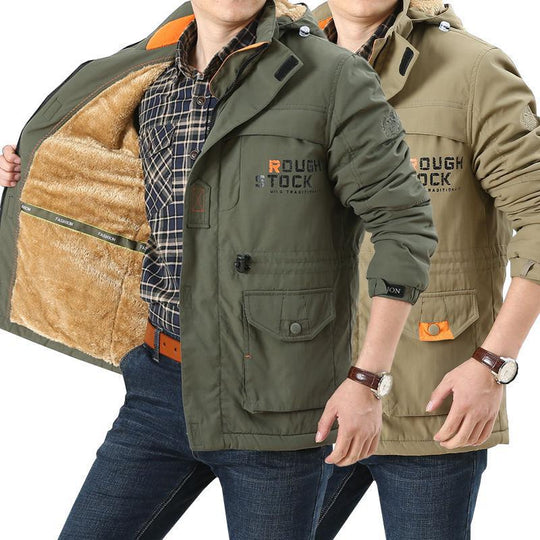 Herren winddichter Fieldparka mit wärmender Kunstfell‑Innenlage, Kapuze und multifunktionalen Taschen Shop Nory