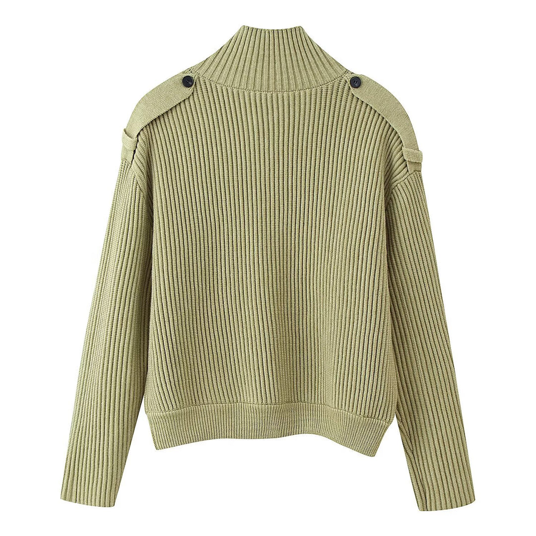 Herren Gerippte Strickjacke mit Stehkragen und Zier-Schulterriemen Shop Nory