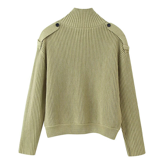 Herren Gerippte Strickjacke mit Stehkragen und Zier-Schulterriemen Shop Nory
