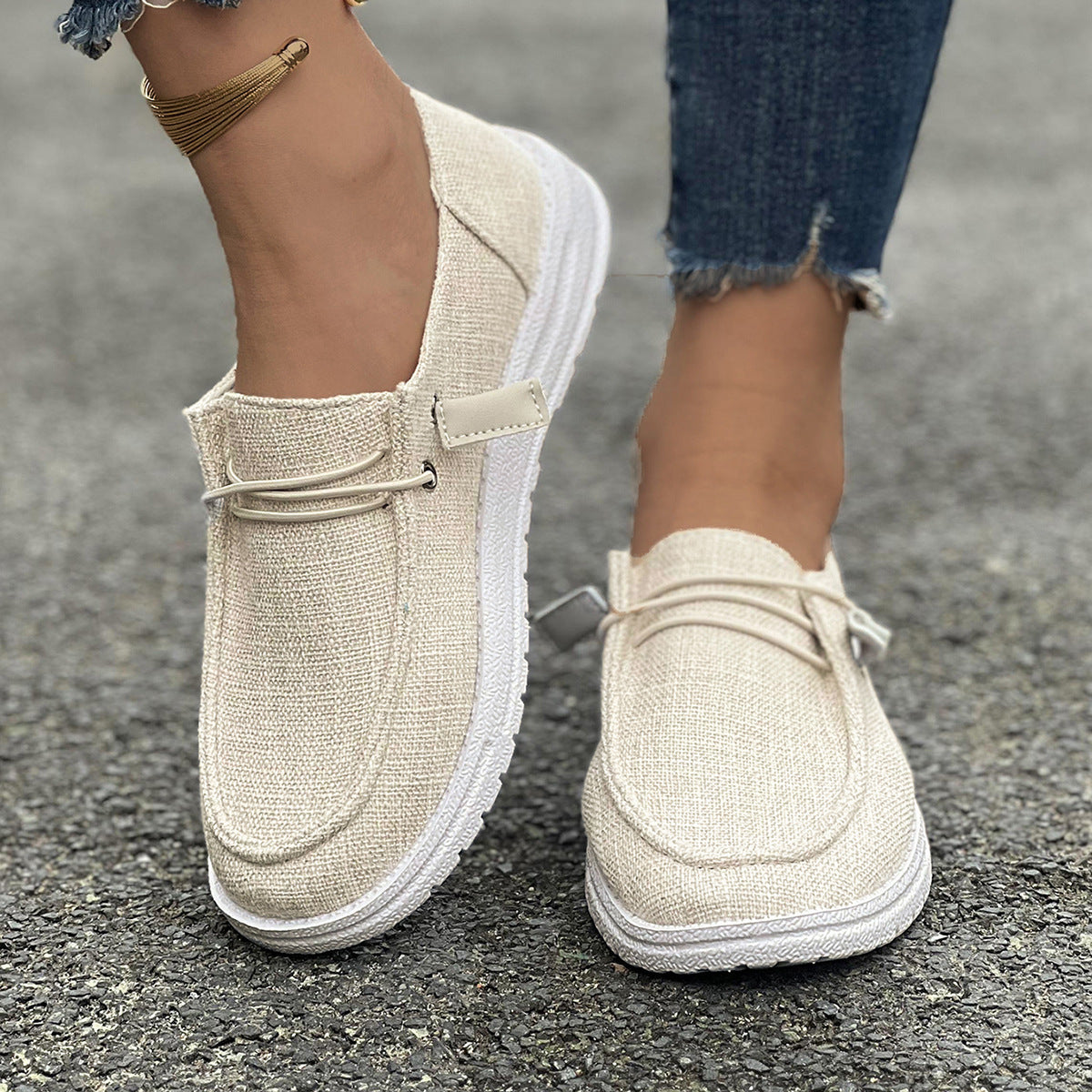 Damen Slip-On Sneakers mit elastischem Riemen