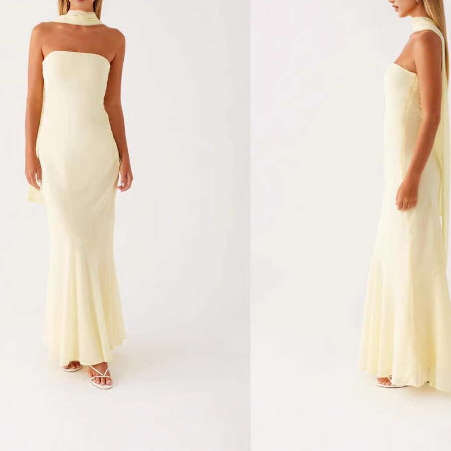 Damen Elegantes Langarm Abendkleid im Blumendesign