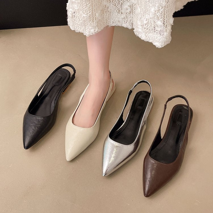 Damen Slingback Pumps aus glänzendem Material Shopnory