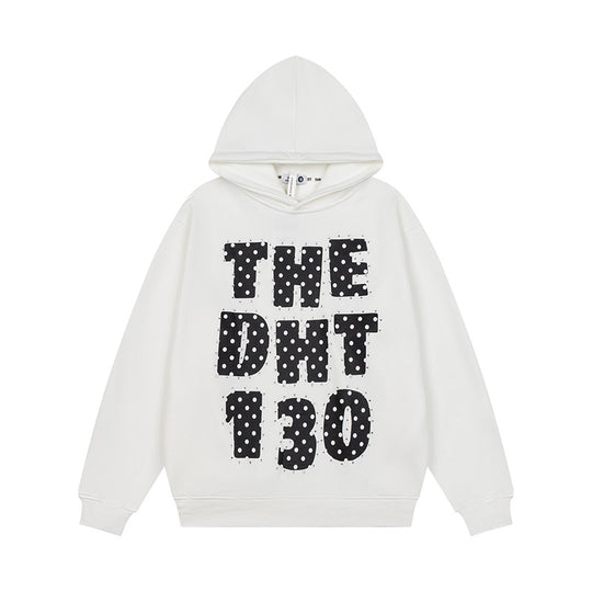 Unisex Oversize-Kapuzenpullover mit Statement-Print und Polka‑Dot-Applikation Shop Nory