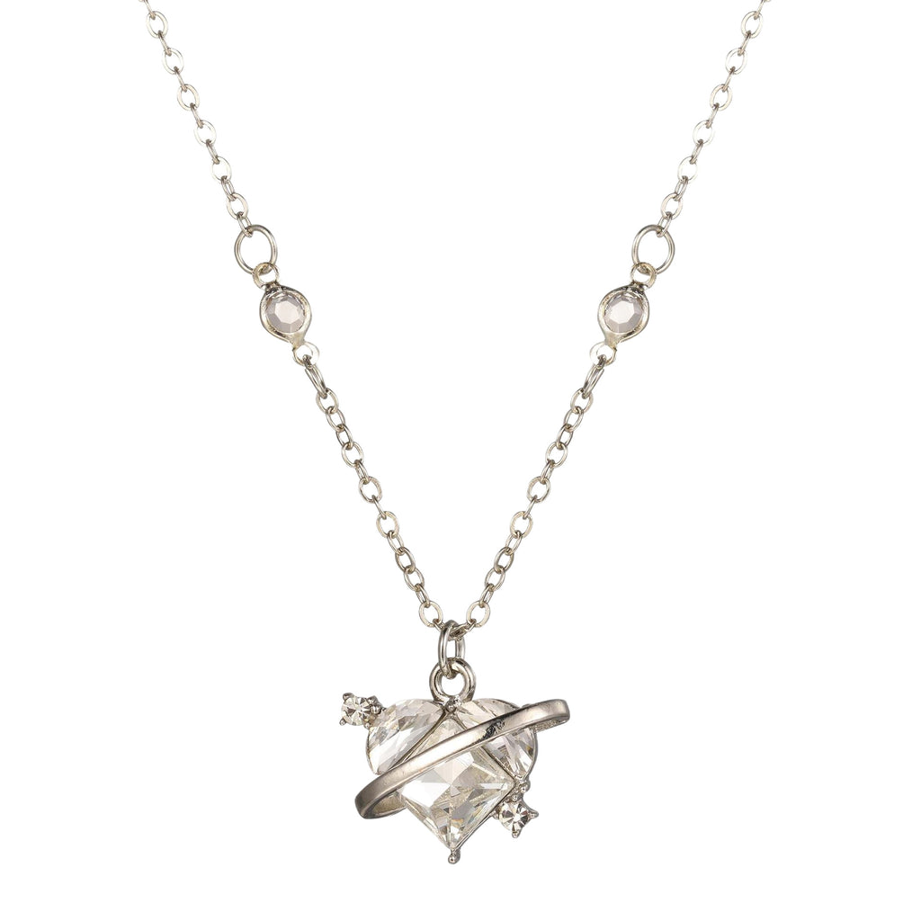 Damen Halskette mit herzförmigem Anhänger und funkelndem Ring Shop Nory