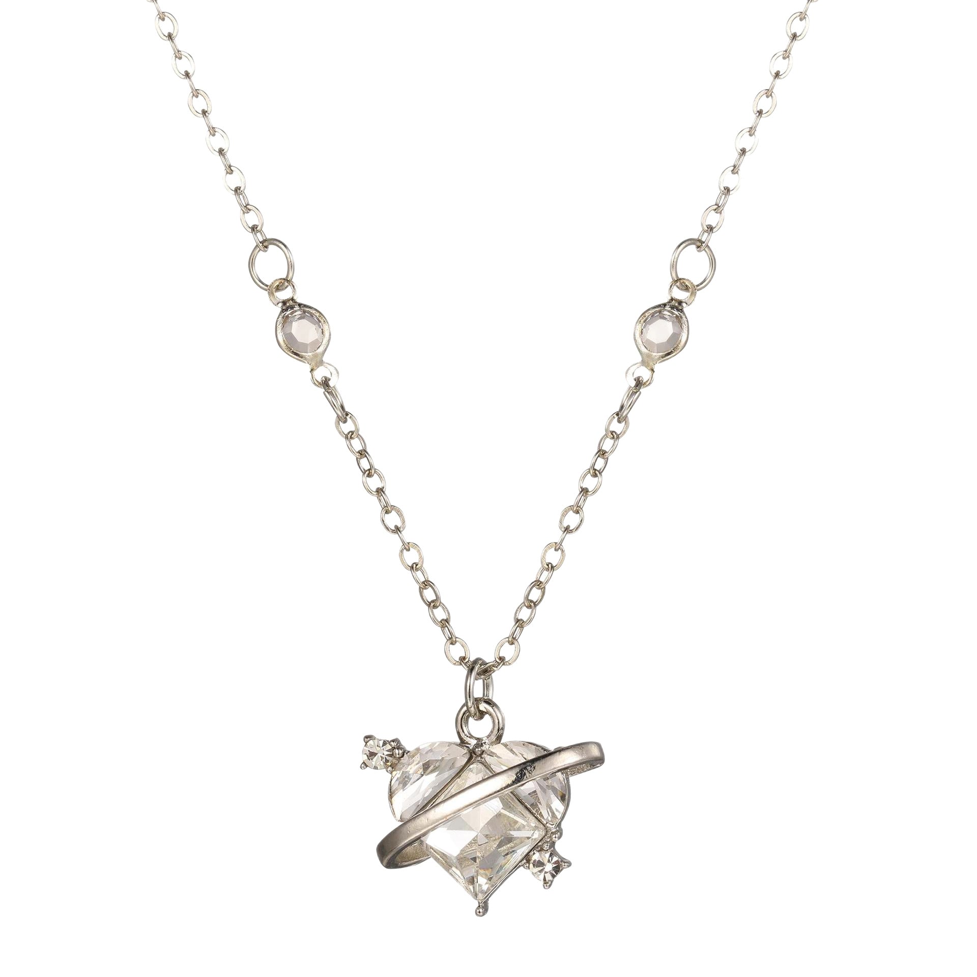 Damen Halskette mit herzförmigem Anhänger und funkelndem Ring Shop Nory