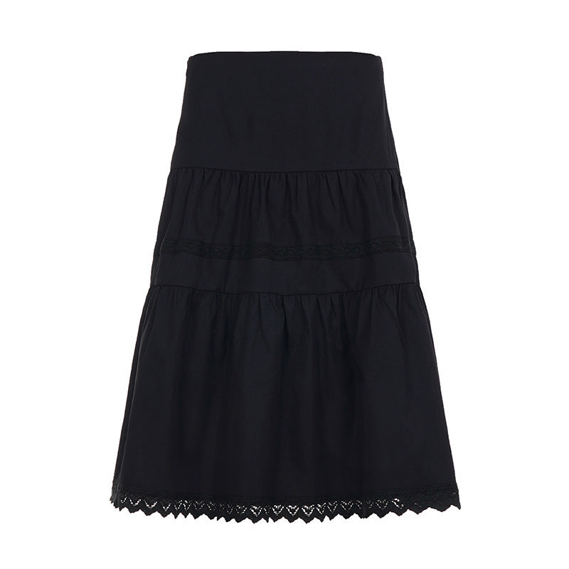 Damen eleganter gestufter Rock mit Spitzendetails