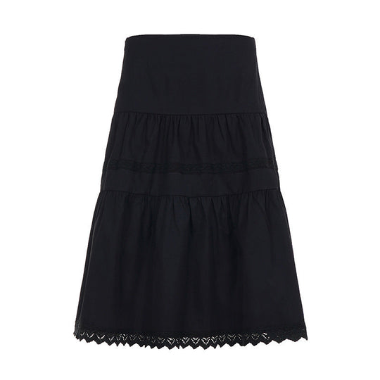 Damen eleganter gestufter Rock mit Spitzendetails