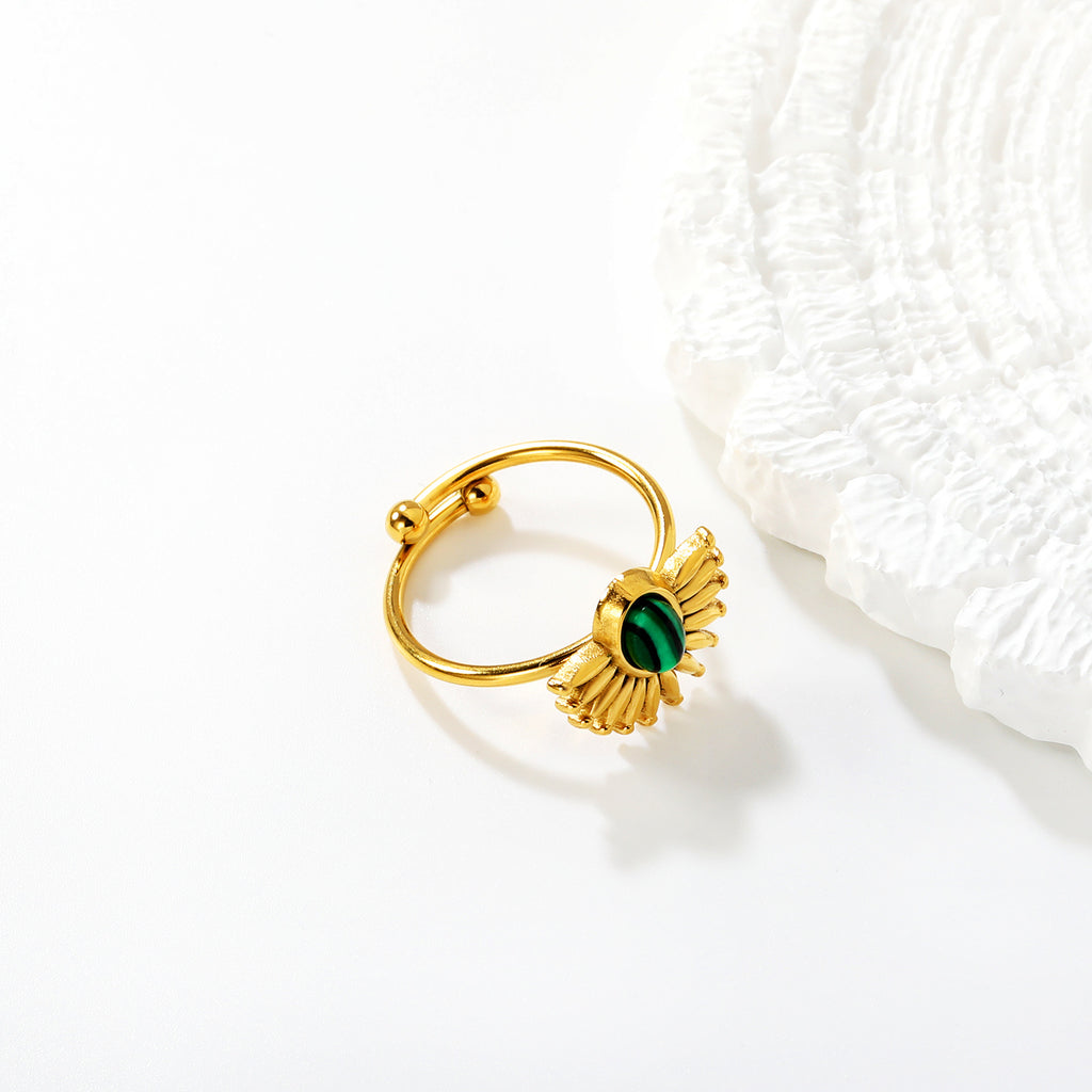Damen ring mit authentischem Malachit-Edelstein und elegantem goldbeschichtetem Design Shop Nory